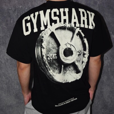 Gymshark杠铃片短袖oversized宽松大版型高克重健身运动训练T恤男
