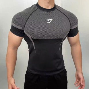 t恤 速干透气弹力短袖 英国GYMSHARK鲨鱼Onyx5运动健身上衣男士 夏季