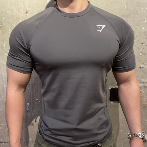 GYMSHARK美式运动健身男撸铁紧身衣速干透气弹性修身圆领短袖T恤