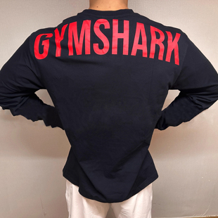 弹力圆领运动休闲宽松长袖 健身男春秋季 T恤 POWER美式 GYMSHARK