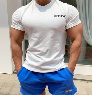 肌肉新款型男健身弹力T恤男修身透气训练短袖器械运动上衣打底衫