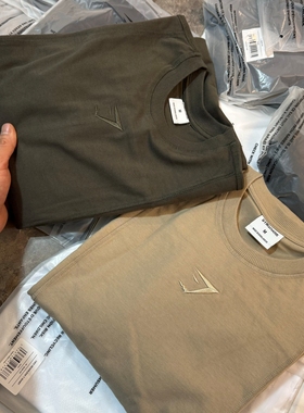 重磅 GYMSHARK PREMIUM LIFTING纯棉宽松运动中袖刺绣t恤短袖健美