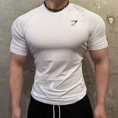 GYMSHARK美式运动健身男撸铁紧身衣速干透气弹性修身圆领短袖T恤