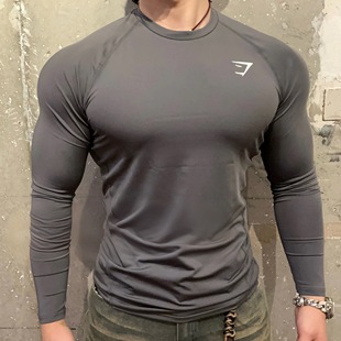 运动健身紧身长袖 GYMSHARK ELEMENT必入鲨鱼显身材高弹速干男士