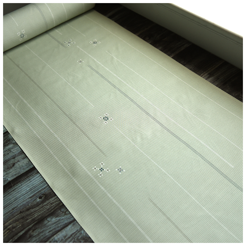 正绢真丝浅绿竖纹小纹布料