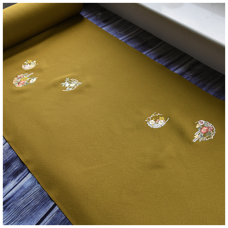 正绢真丝旗袍新中式刺绣付下反物