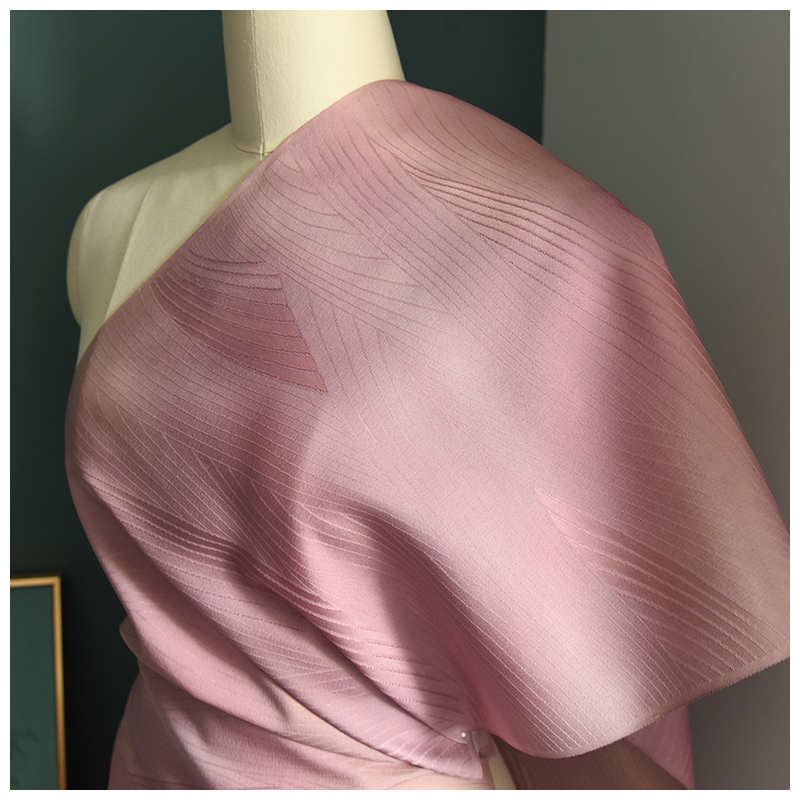 正绢真丝旗袍晕染提花小纹零料