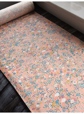 特进口中古正绢真丝粉色流水织花花车柄小纹反物口金荷包旗袍汉服