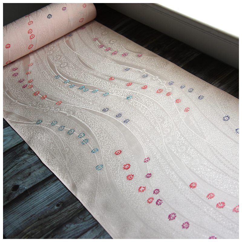 旗袍浅粉小纹提花汉服正绢真丝