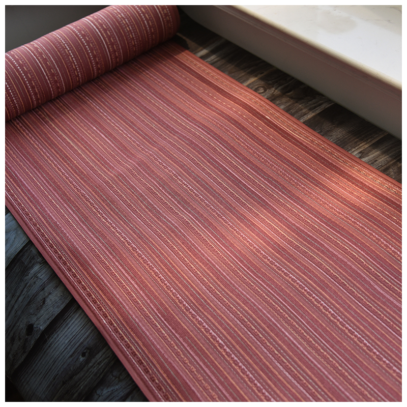 中古正绢真丝紫红竖条纹提花羽尺