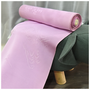 进口中古正绢真丝粉紫山水风景织花小纹反物荷包口金零料汉服旗袍