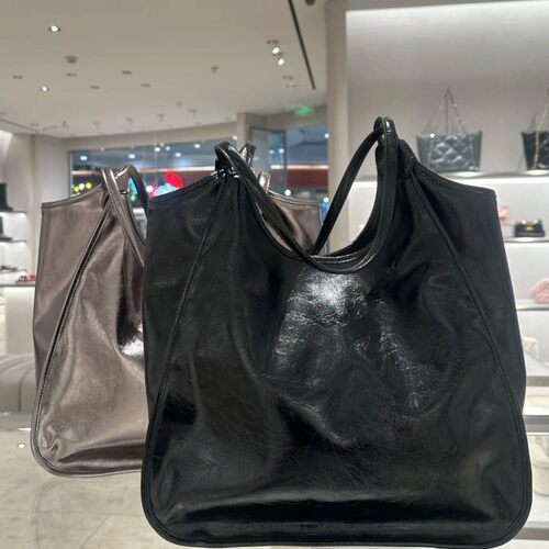 新款简约纯色设计褶皱单肩通勤CK-303265大容量托特包女包