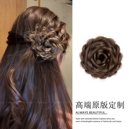 小花朵假发发夹发饰后脑勺手工编发假花夹子头饰玫瑰花刘海发卡女