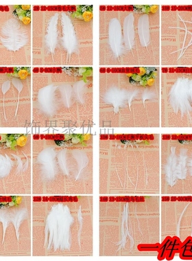 24个款diy饰品配件材料羽毛 白色婚庆装饰羽毛 火鸡毛 鹅毛野鸡毛