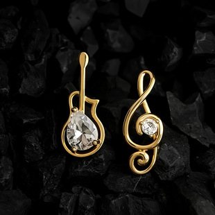 耳语象限音符吉他创意锆石耳钉个性轻奢高级感趣味耳饰女