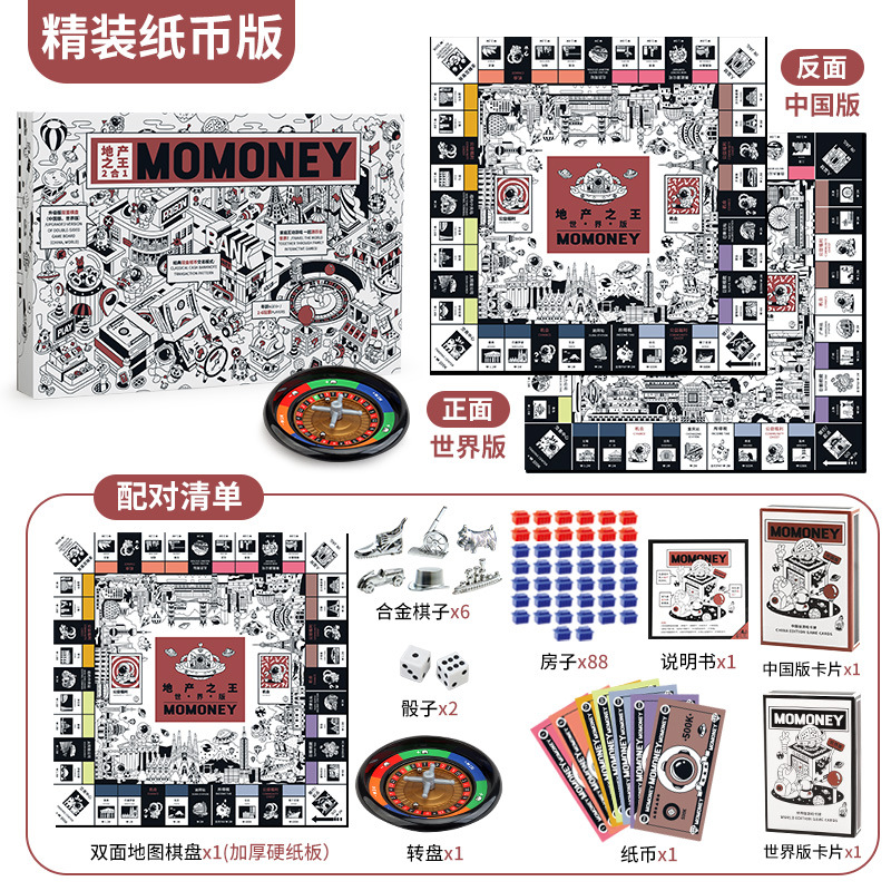 大享富翁地产之王游戏棋世界中国双面棋盘纸币经典强手棋亲子互动