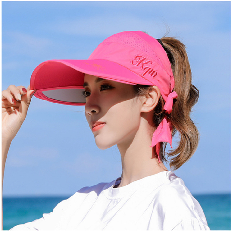 帽子女夏骑车空顶遮阳帽防晒大沿帽遮脸防紫外线女太阳帽大帽檐