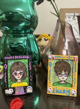手绘冰箱贴定制情侣闺蜜小朋友员工生日礼物卡通动漫肖像人生画像