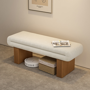 换鞋凳羊羔绒布艺床尾沙发床尾凳卧室沙发长条凳侘寂风床榻衣帽间