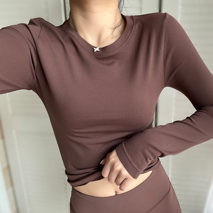 瑜伽服t恤女短款 長袖 緊身顯瘦運(yùn)動上衣專業(yè)跑步普拉提訓(xùn)練健身衣