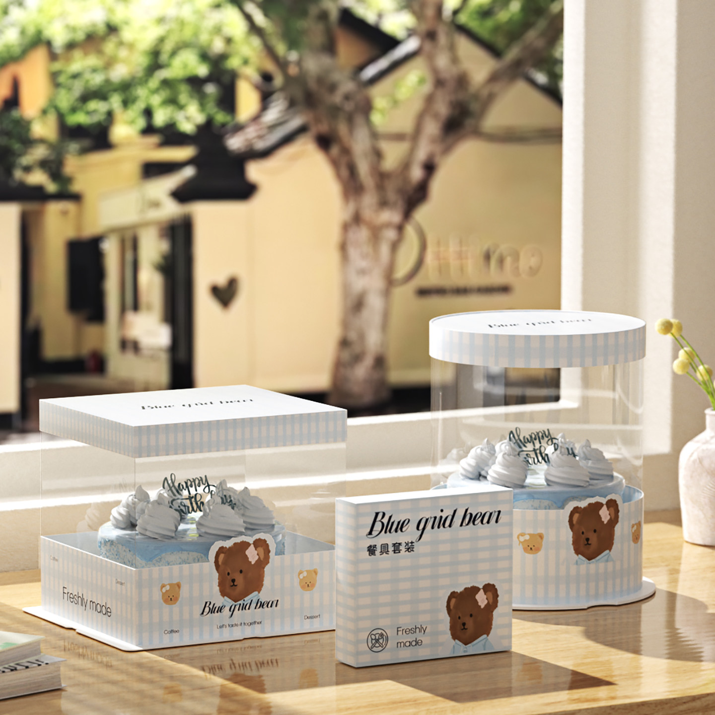 透明生日蛋糕盒子包装盒四寸6六寸8八寸10寸12单双层加高可爱儿童