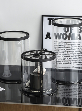 生日蛋糕盒子4寸6寸8寸10寸单双层加高档透明圆形黑色包装盒定制