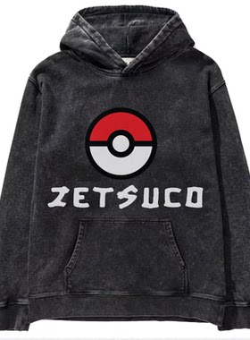 口袋妖怪水洗动漫连帽卫衣宽松