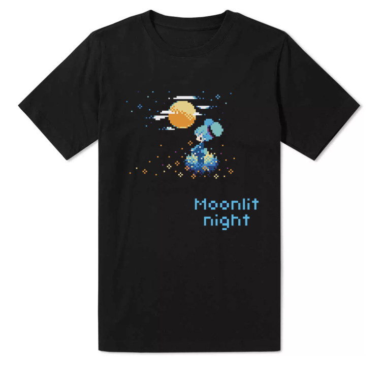 cospa同款未来 Miku 米库moonlit night 系列 男女款短袖T恤