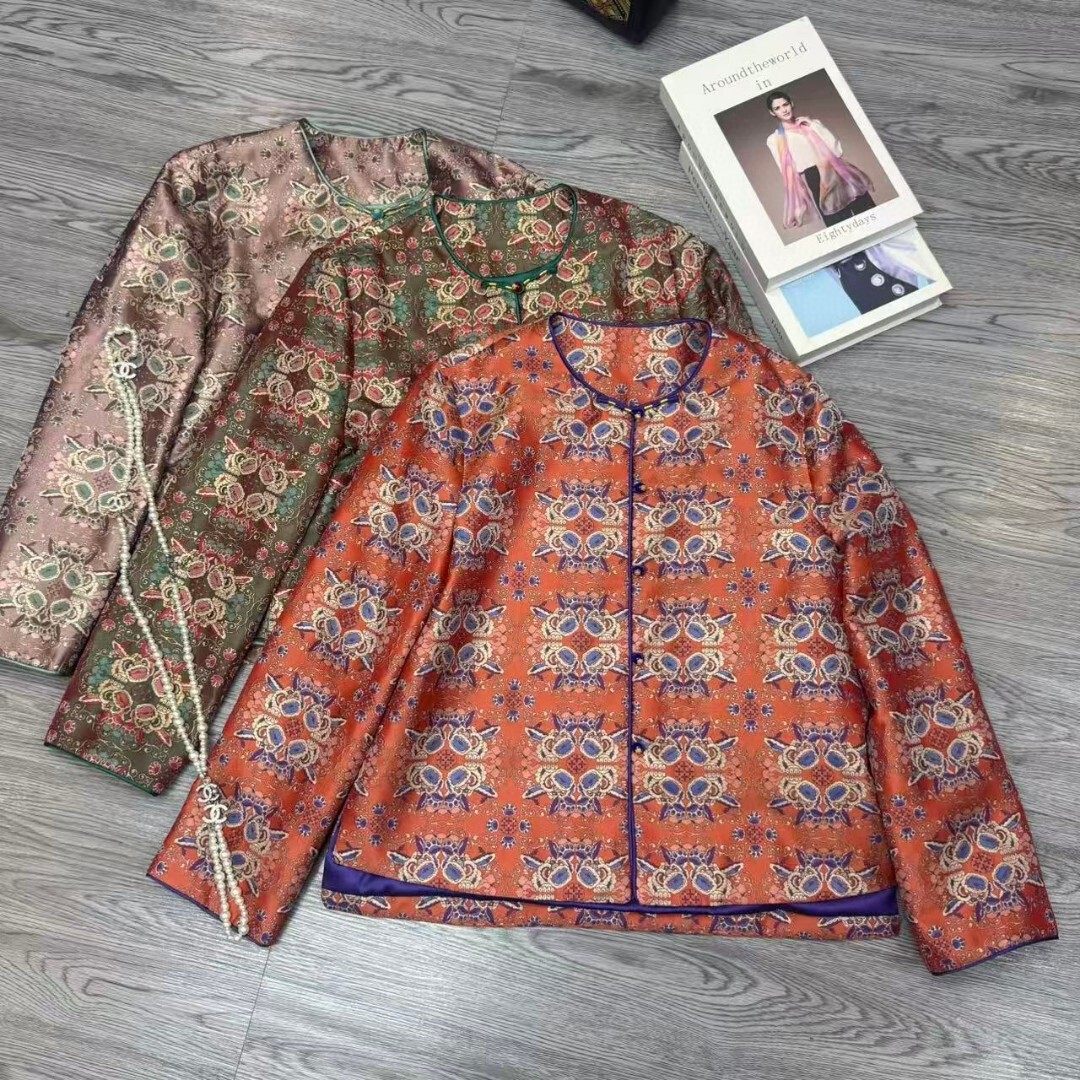 冬上新！狮狮如意蜀锦提花保暖棉服外套