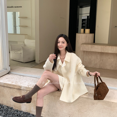 冬上新简约百搭羊毛外套+半身裙两件套套装（含70羊毛）