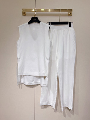 26年夏上新！极简老钱风气质亚麻背心上衣+长裤两件套套装