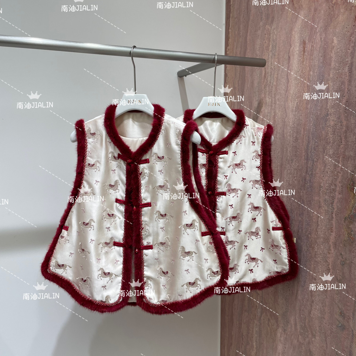 冬上新！跃马蝴蝶结水貂马甲