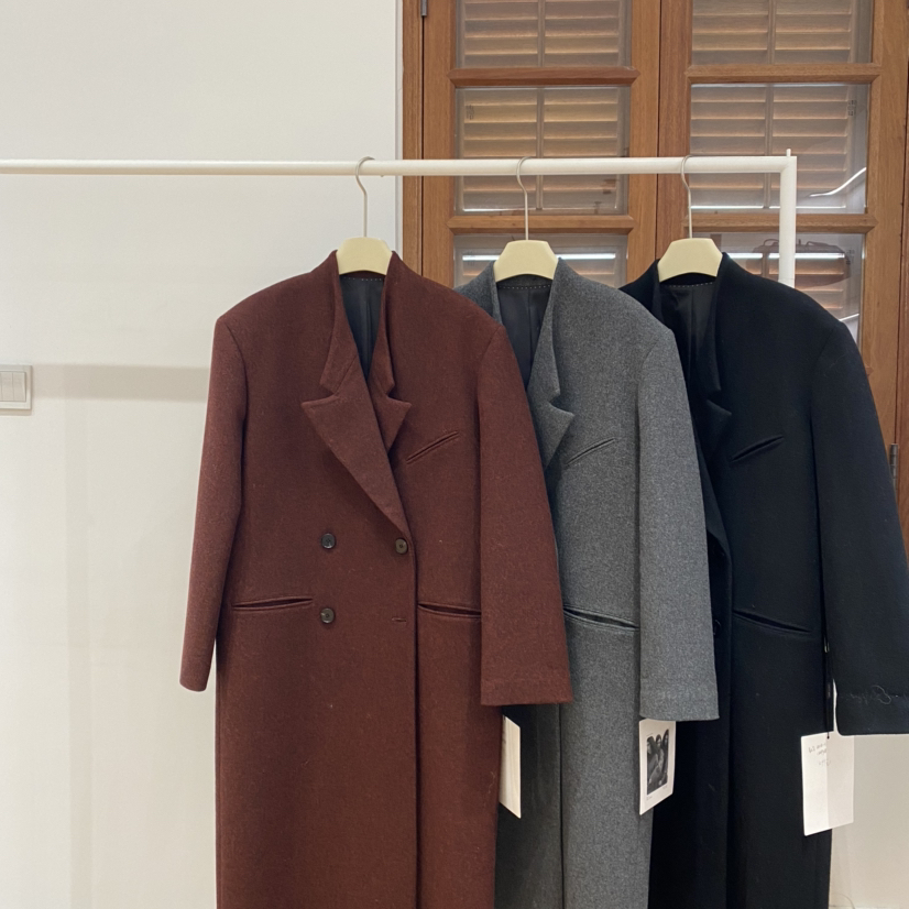 冬上新大牌同款领子是特点高级极简气质羊毛外套（含100%羊毛）