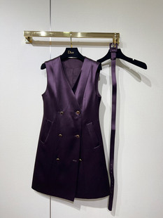 配腰带 26年春款 连衣裙 显瘦修身 赫本风醋酸无袖