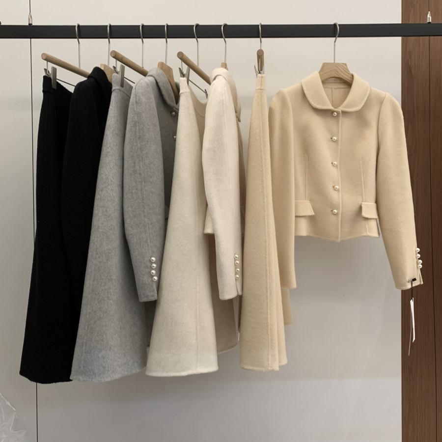 冬上新韩系轻奢气质法式风羊毛外套+半身裙套装（含100%羊毛）