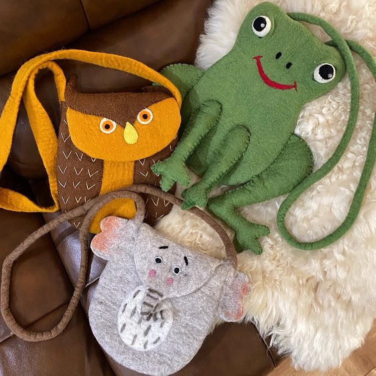 尼泊尔进口手工清新文艺可爱百搭奶牛猪猪青蛙羊毛毡单肩斜跨包,童装/婴儿装/亲子装,包包,淘宝优惠券,粉丝福利购,淘宝优惠卷