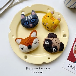 可爱猫咪狗狐狸别针尼泊尔进口羊毛毡森系动物胸针立体森女饰品