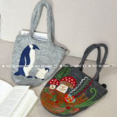 尼泊尔手工可爱羊毛毡包包 北极熊创意洋气手提包卡通时尚 百搭