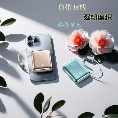 【国标3C认证】2025新款充电宝超大容量20000毫安自带线超薄小巧便携超级快充可上飞机适用小米苹果专用