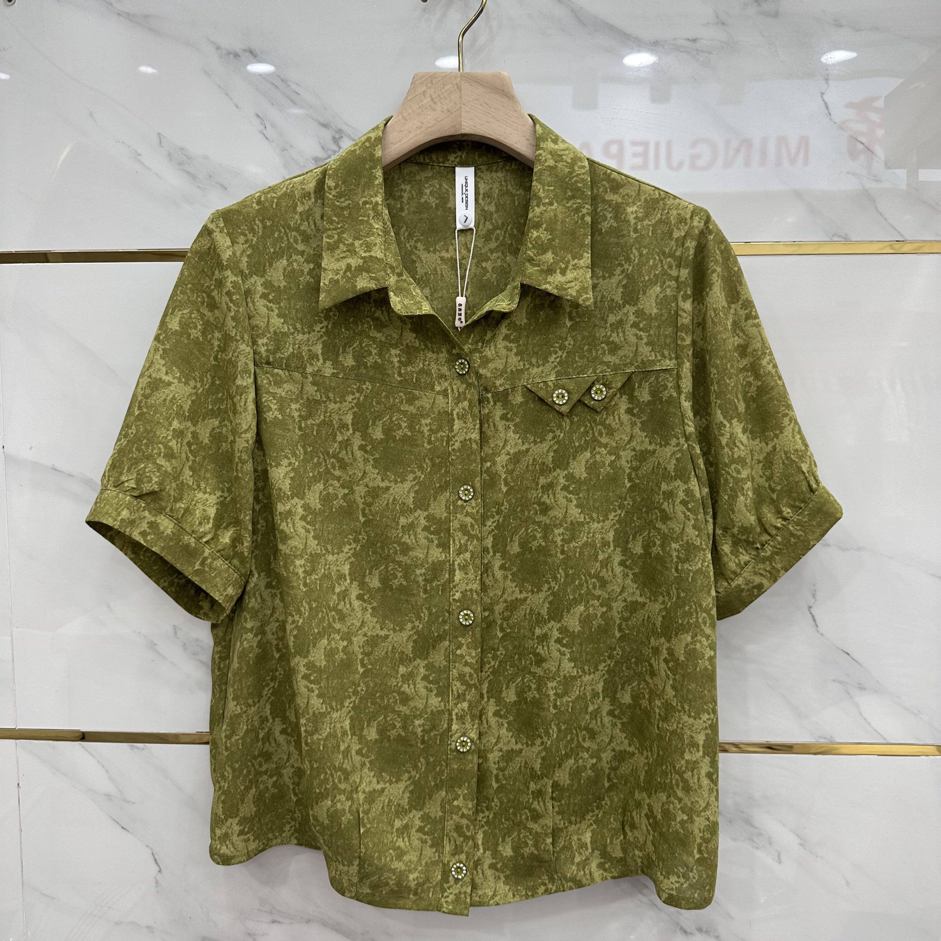842专柜正品新款夏季女装时尚翻领短袖妈妈装打底雪纺衫显瘦上衣