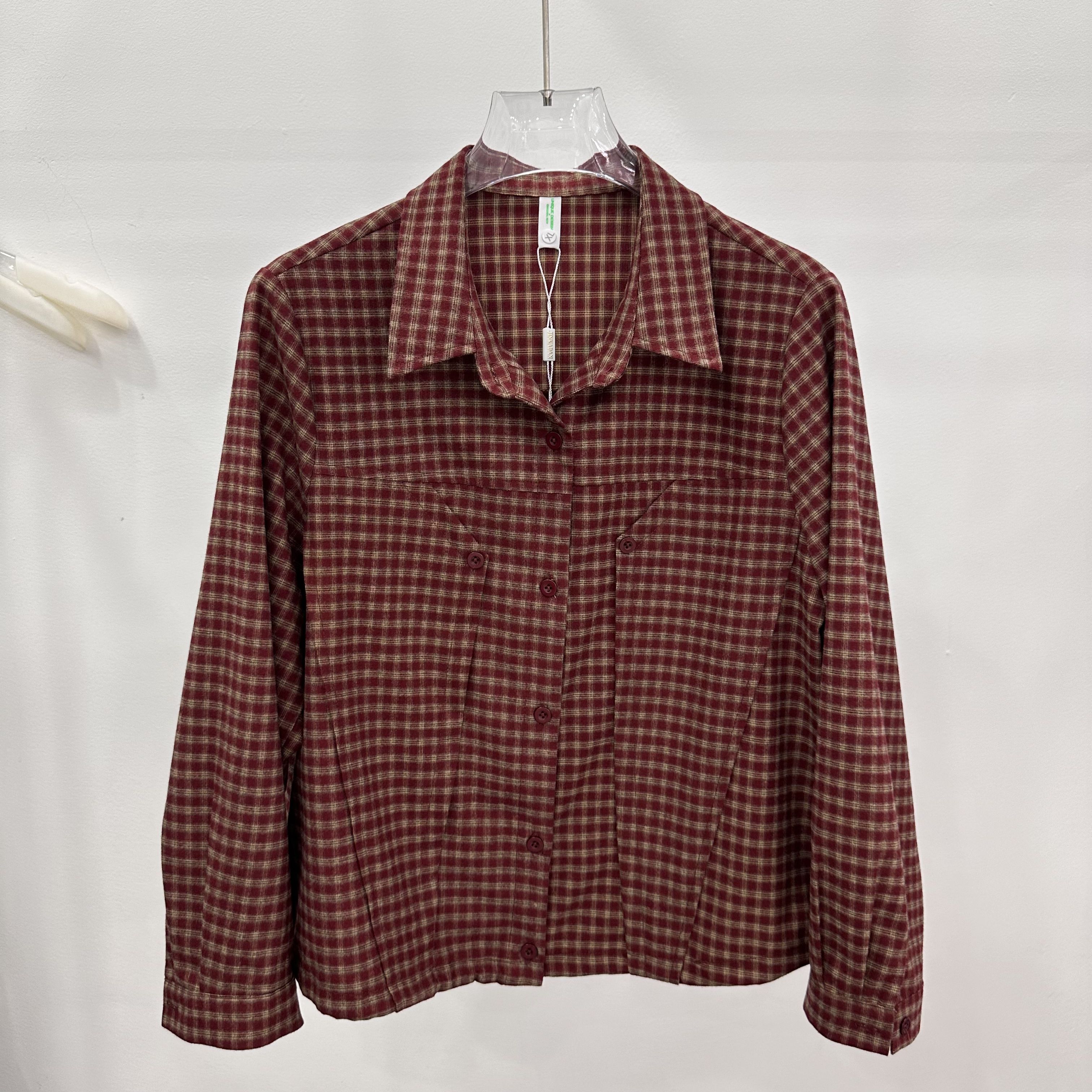 金卡丹26B-15专柜正品新款秋季女装时尚翻领格子妈妈装打底衬衫15