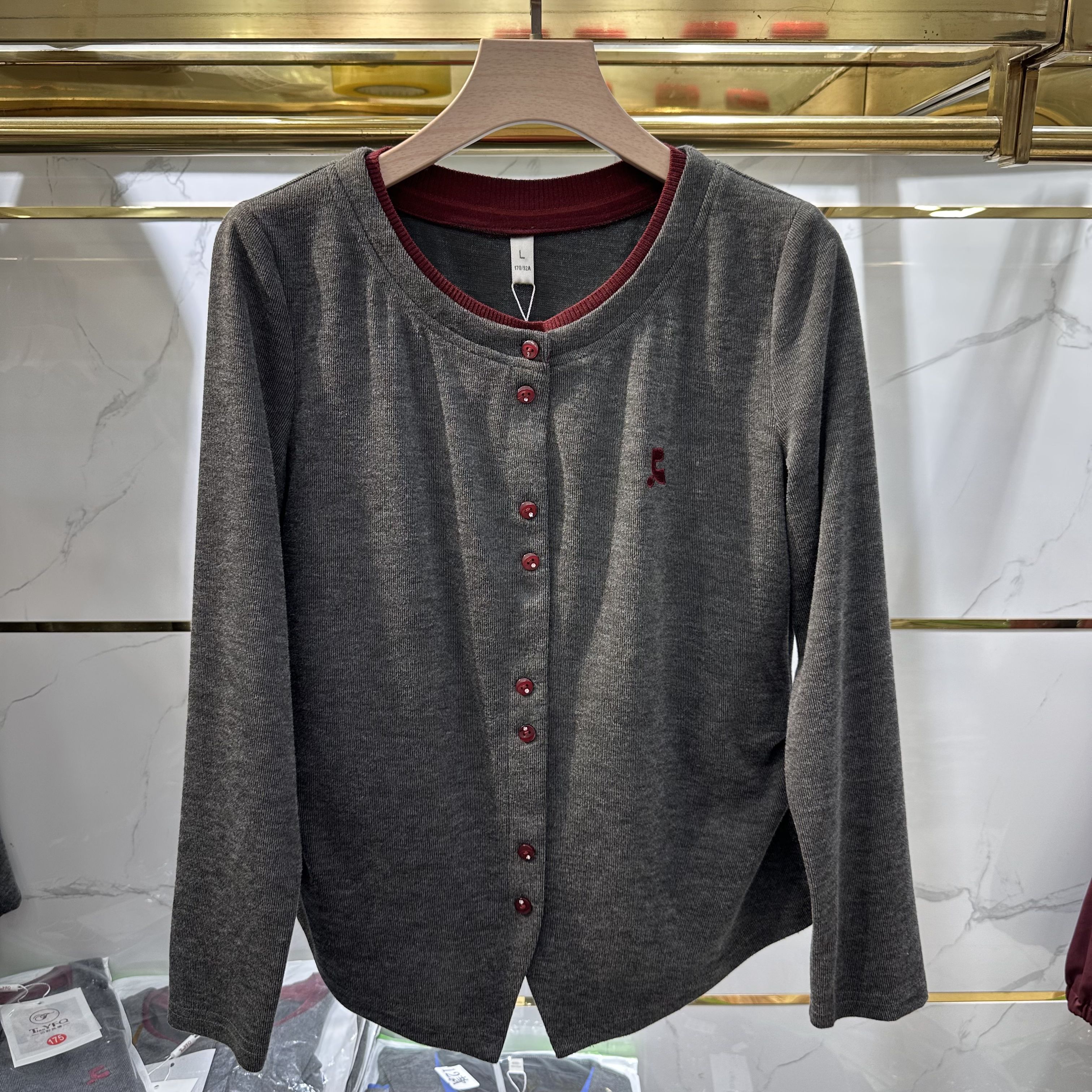25-35专柜正品春季新款圆领长袖修身显瘦大码妈妈装打底上衣AA