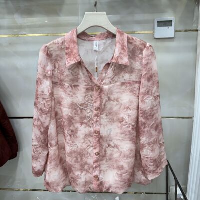 丽诗信LSX-CT2622专柜正品新款春季女装时尚翻领套头雪纺衫上衣22