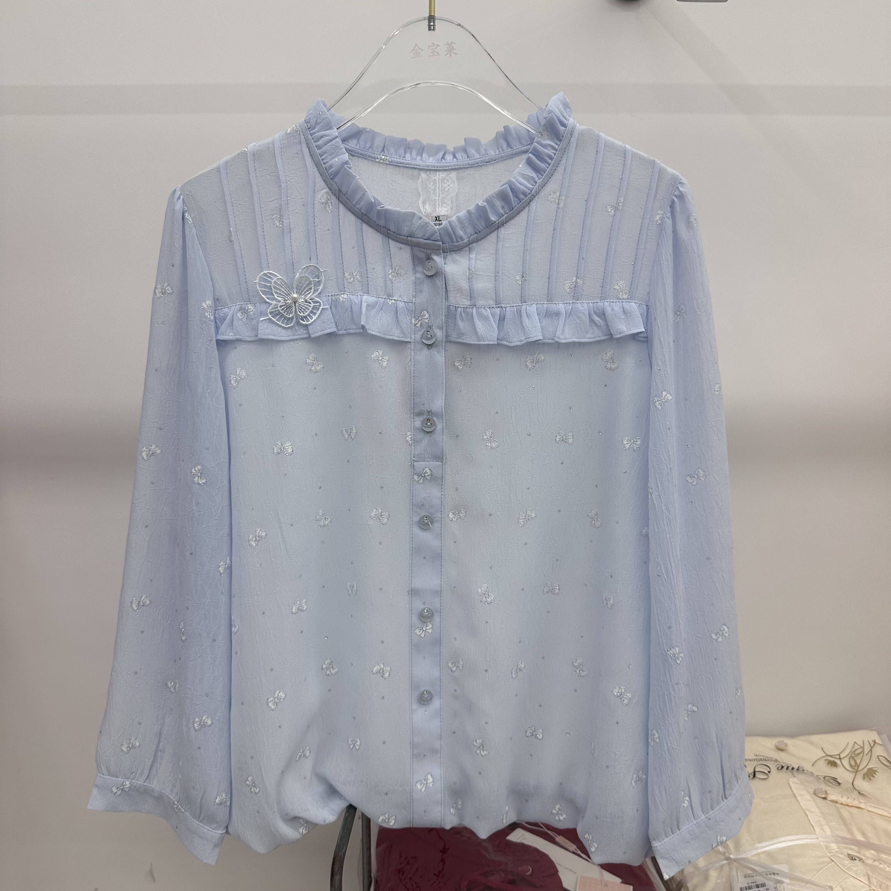 金宝莱521专柜正品春季新款时尚韩版休闲减龄上衣妈妈雪纺衫AA