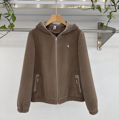 格子连帽外套大码妈妈装2025新款秋冬季女装时尚打底呢子外套女