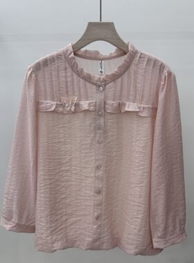 鑫思瑜25x22专柜正品新款春夏季女装时尚圆领套头大码妈妈雪纺衫