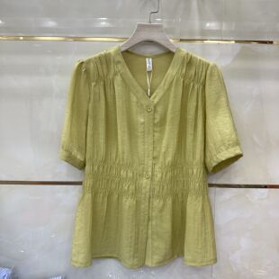 夏季 打底上衣 丽诗信LSX 新款 V领短袖 开衫 时尚 CT9906专柜正品 女装