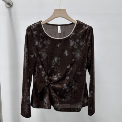 8820专柜正品新款秋季女装时尚钉珠领大码妈妈装套头打底上衣女20