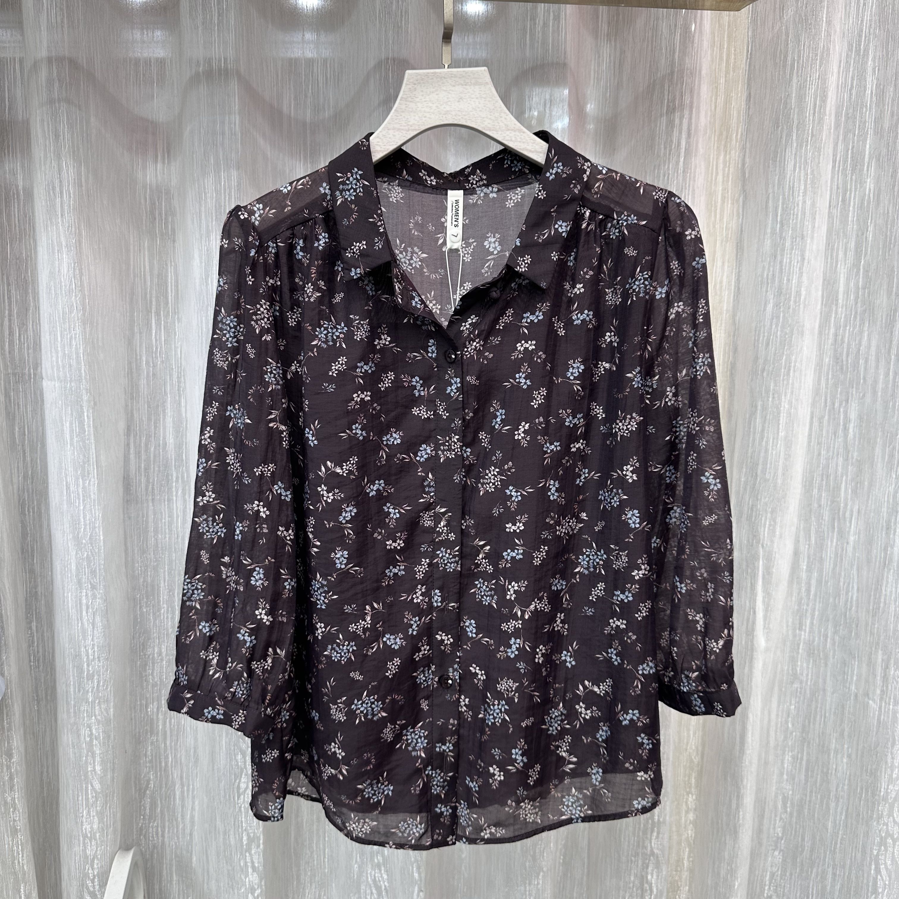 F01-1专柜正品新款秋装大码妈妈装打底七分袖宽松休闲衬衫上衣女