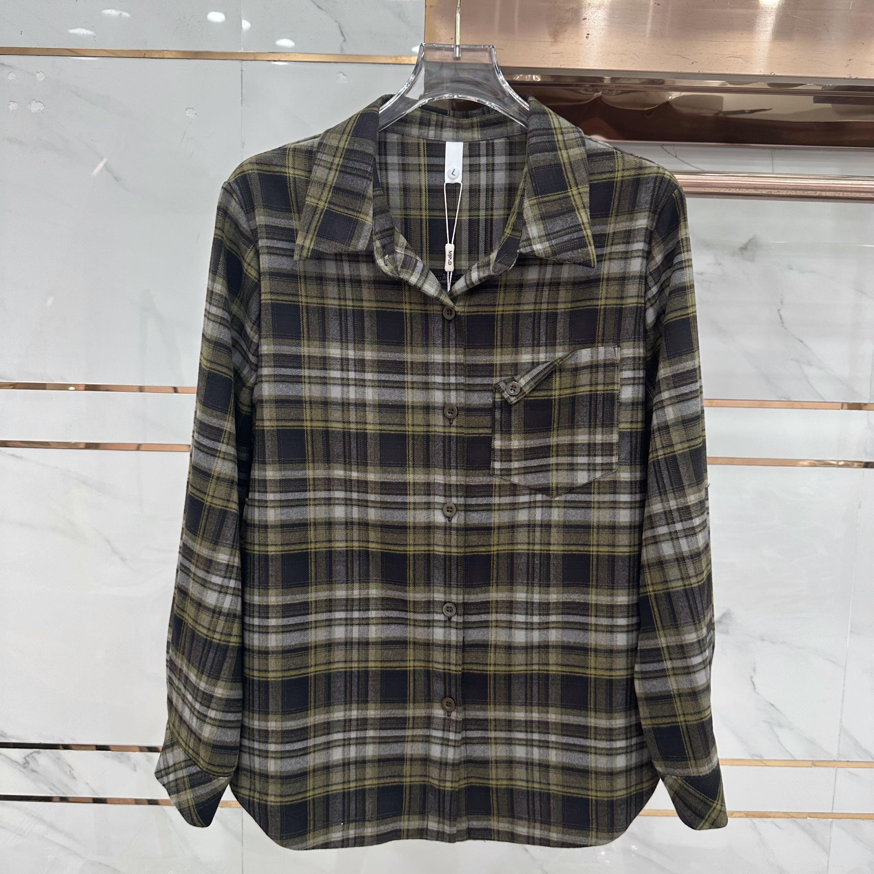 809专柜正品新款秋季女装时尚格子翻领大码妈妈装打底衬衫外套09